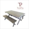 bench set in grey wash