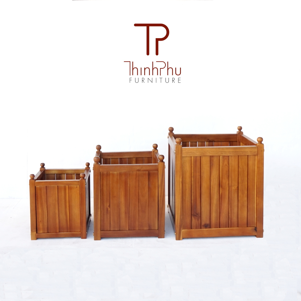 Square acacia planter TPFB-03 | THINH PHU FURNITURE