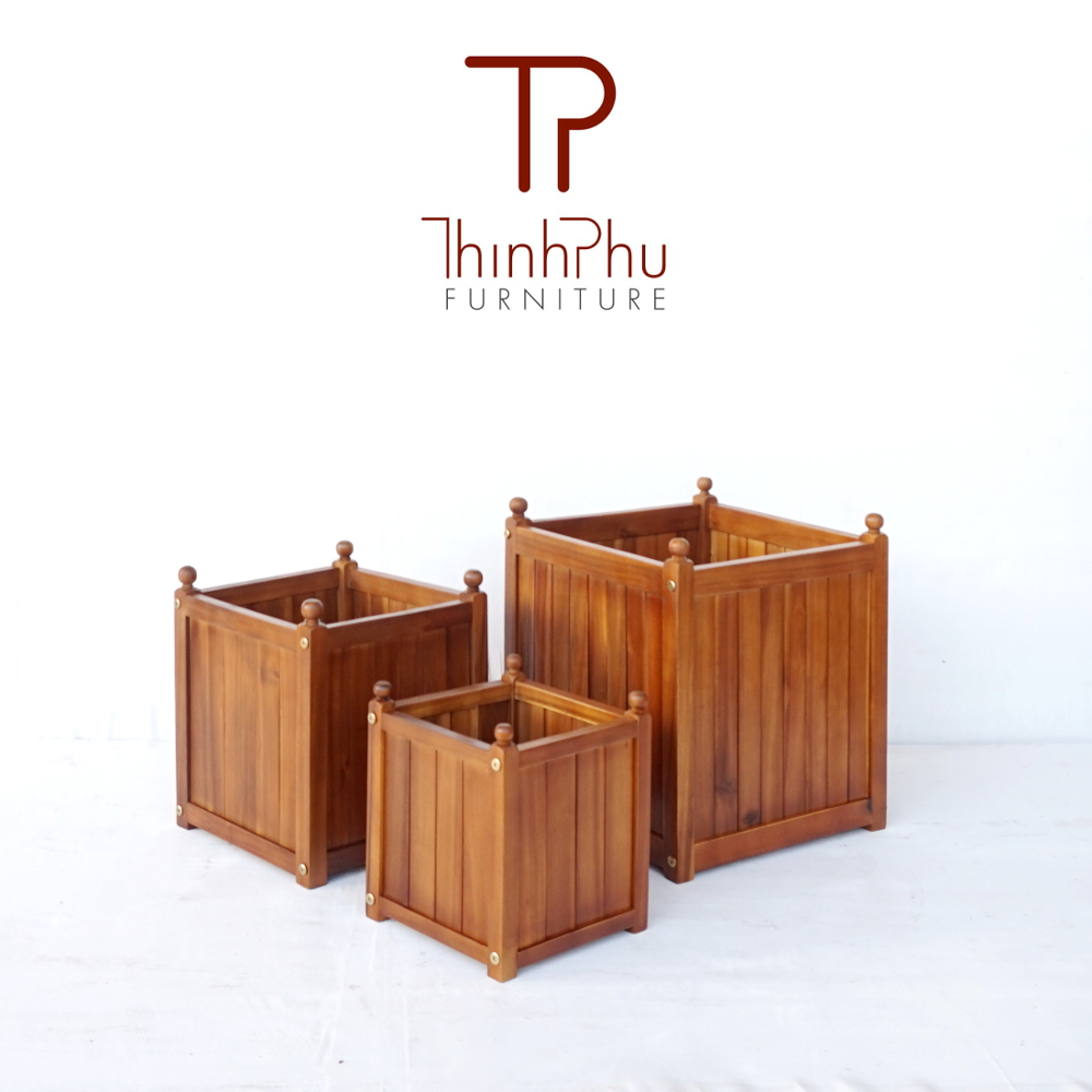 Square acacia planter TPFB-03 | THINH PHU FURNITURE